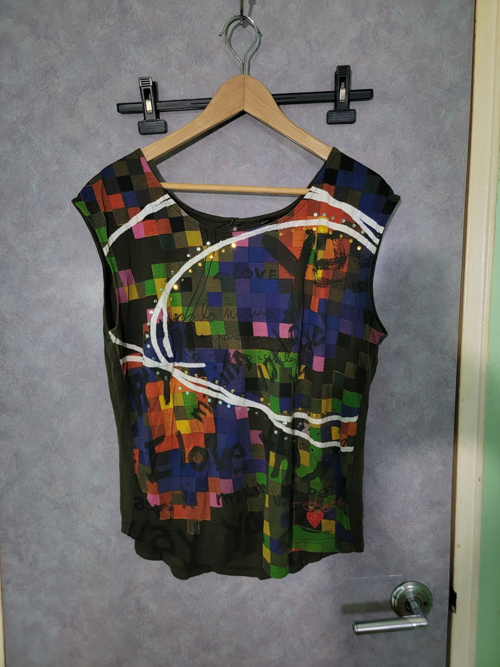 Multicolor Abstract Print Cap-Sleeve Women's Top